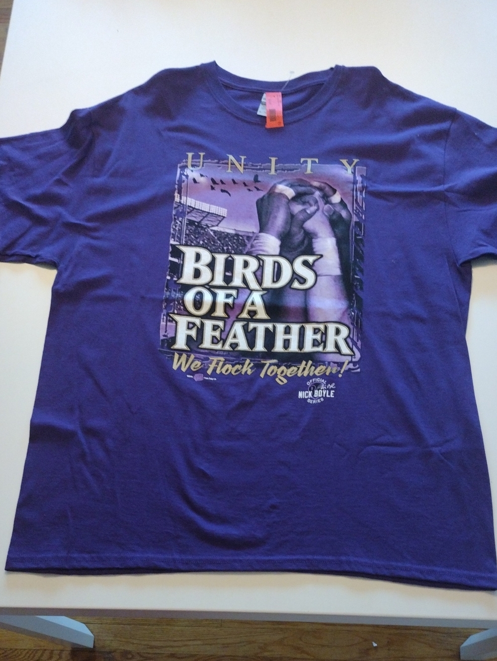 GIlDAN Unity Birds of a Feather Purple Pet-Themed Tee